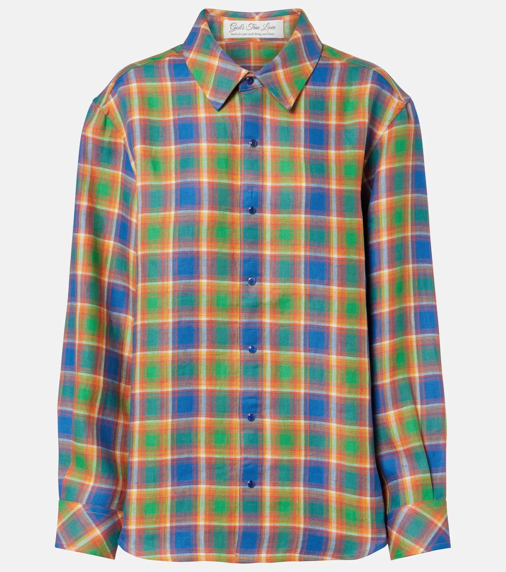 Brilliant linen shirt with lapis lazuli - 1
