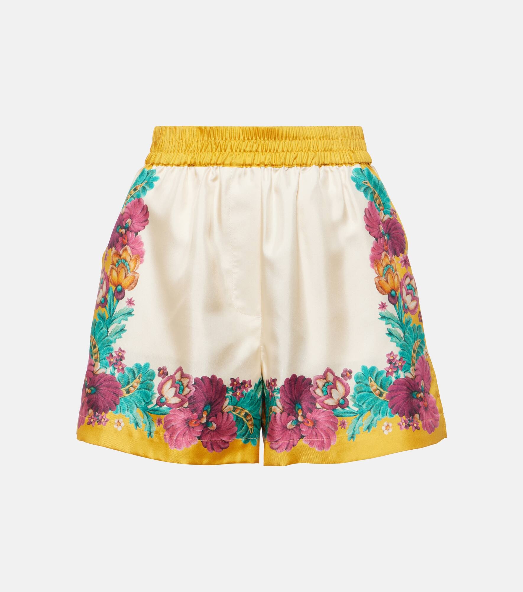 Floral silk shorts - 1