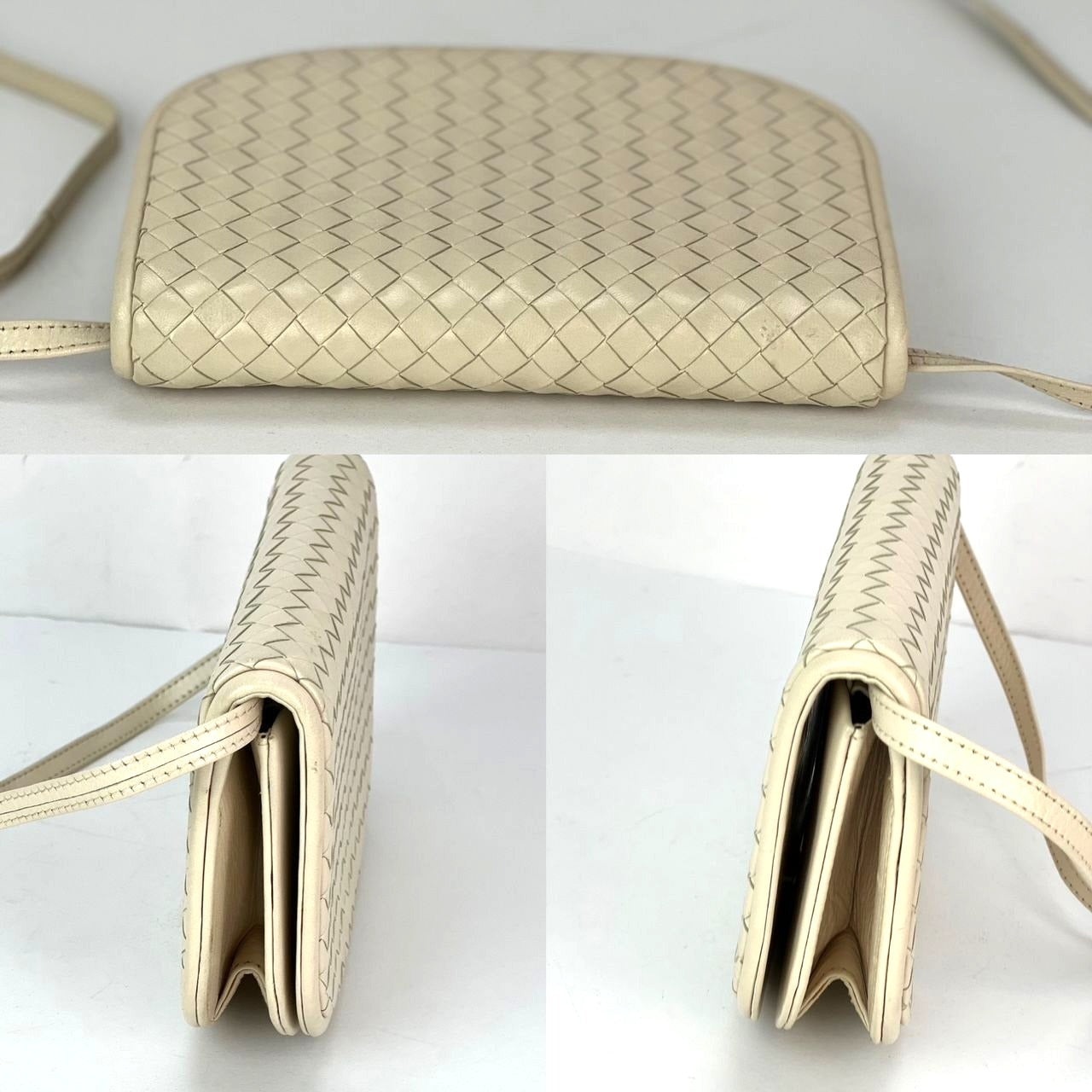 Bottega Veneta Intreciato white leather Shoulder Clutch Bag - 4