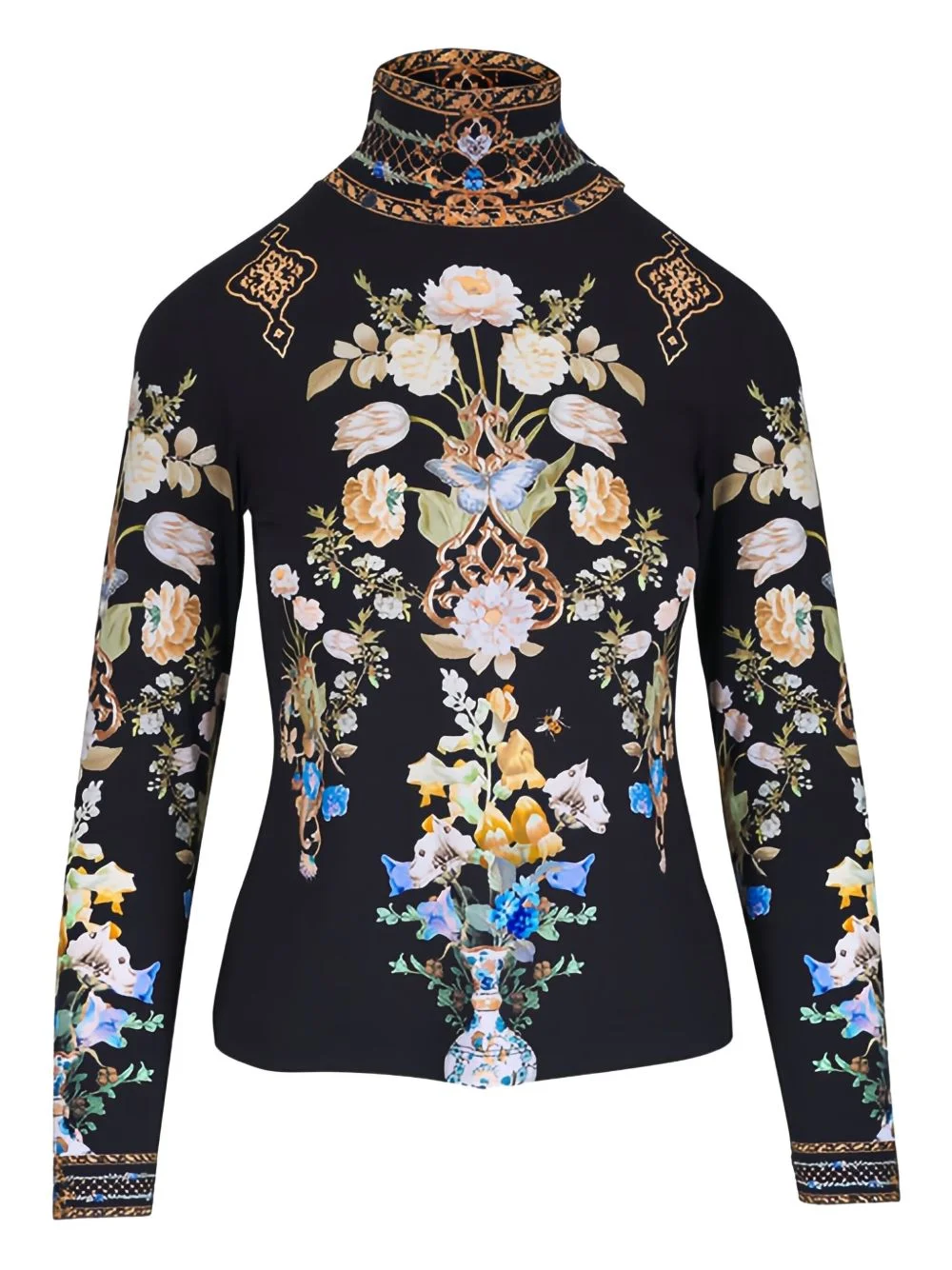 Ottoman floral print roll-neck top - 1