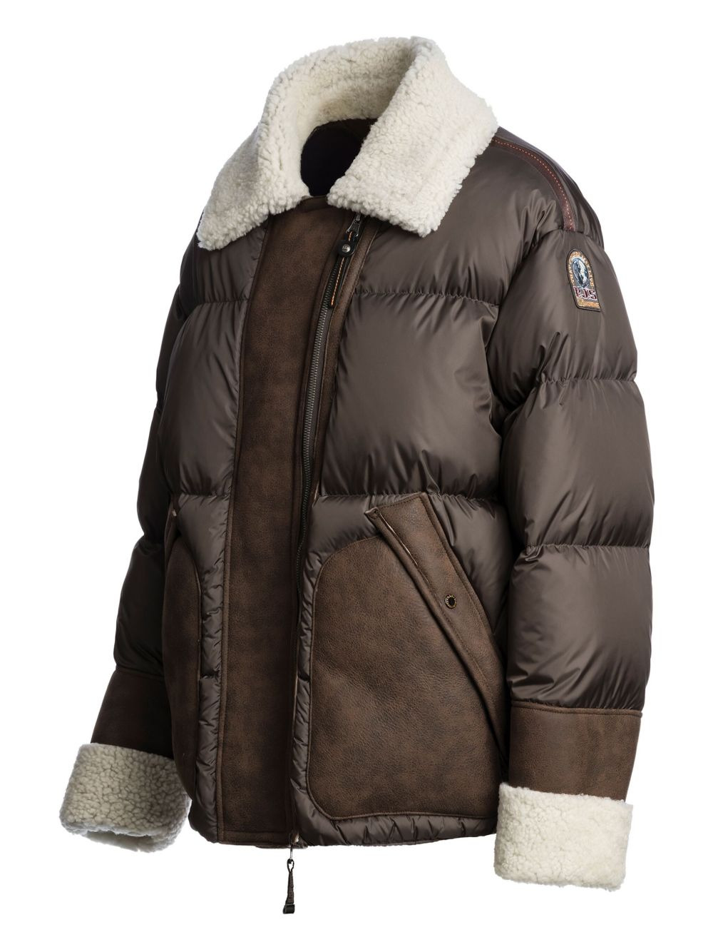 quilted shearling-trimmed puffer jacket - 4