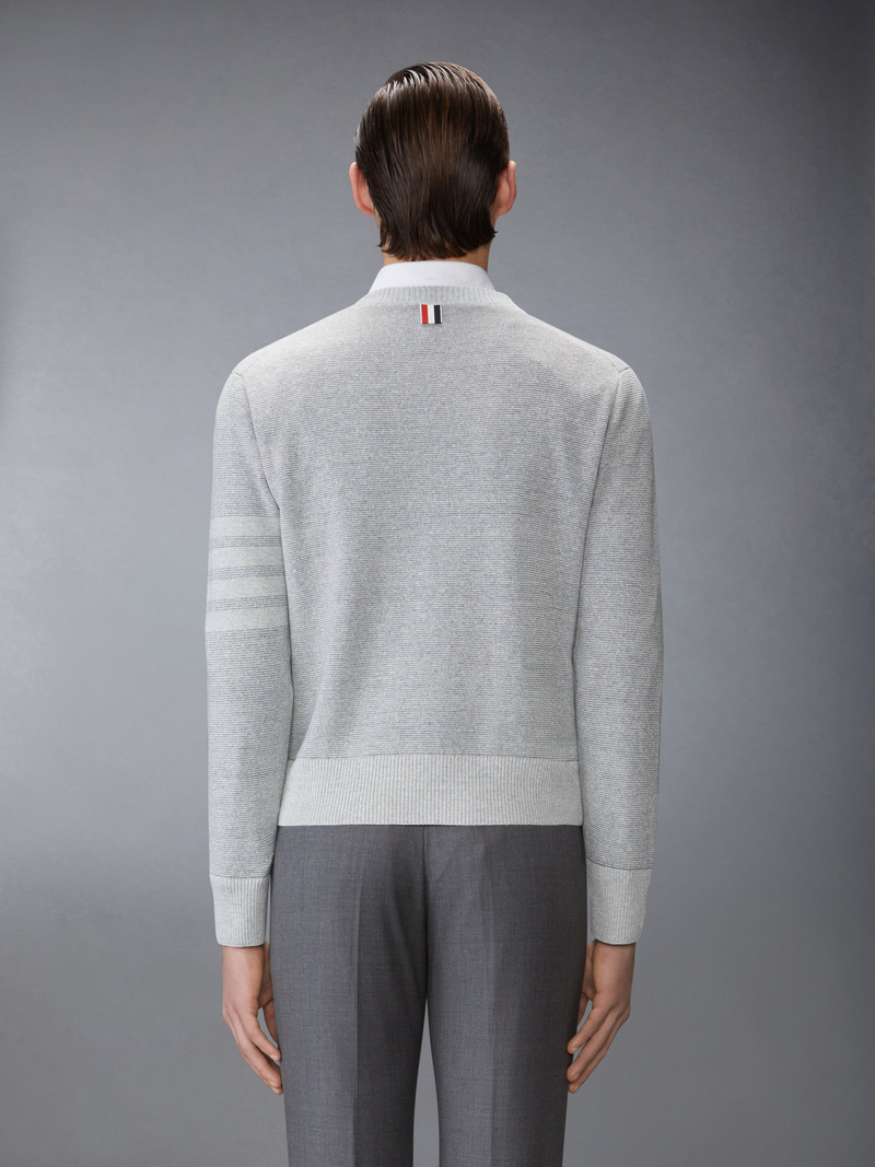 TEXTURED STRIPED STITCH 4-BAR RELAXED FIT V NECK PULLOVER 3