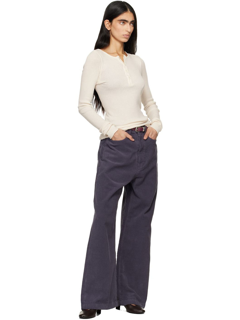 Purple Washed Corduroy Wide-Leg Trousers 5