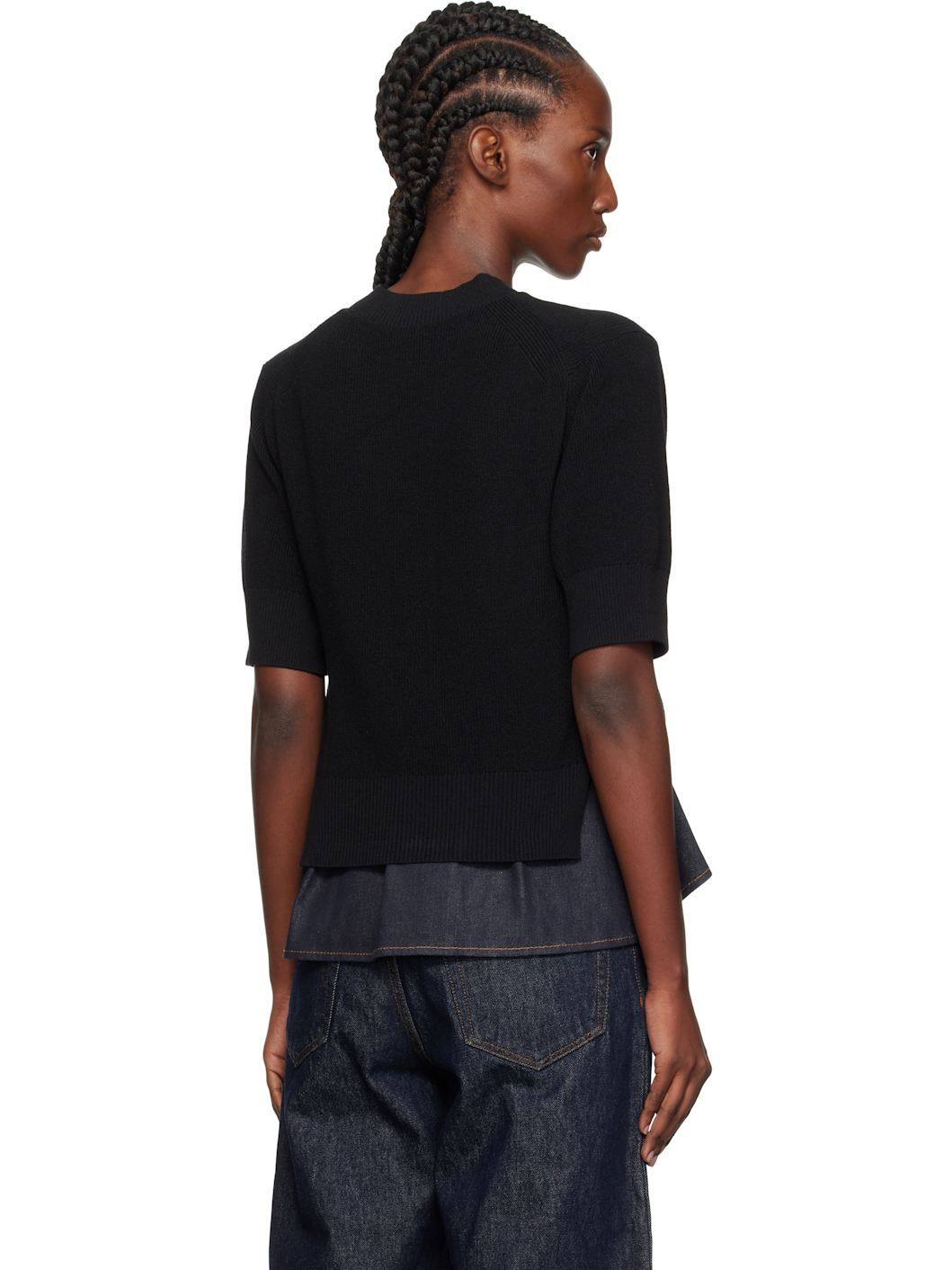 Black & Navy Denim x Knit Sweater - 3