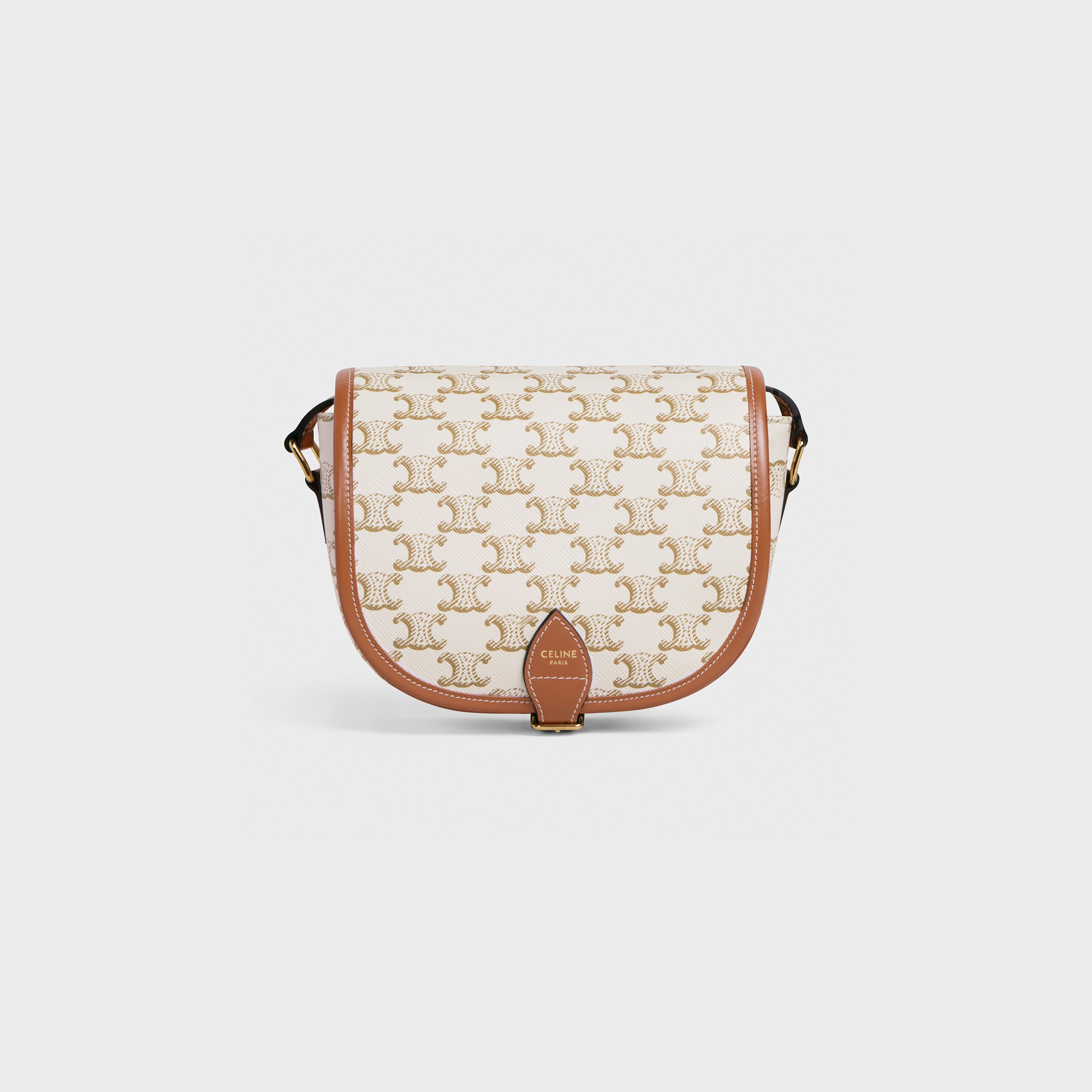 CELINE Medium Folco bag in Triomphe Canvas and calfskin REVERSIBLE