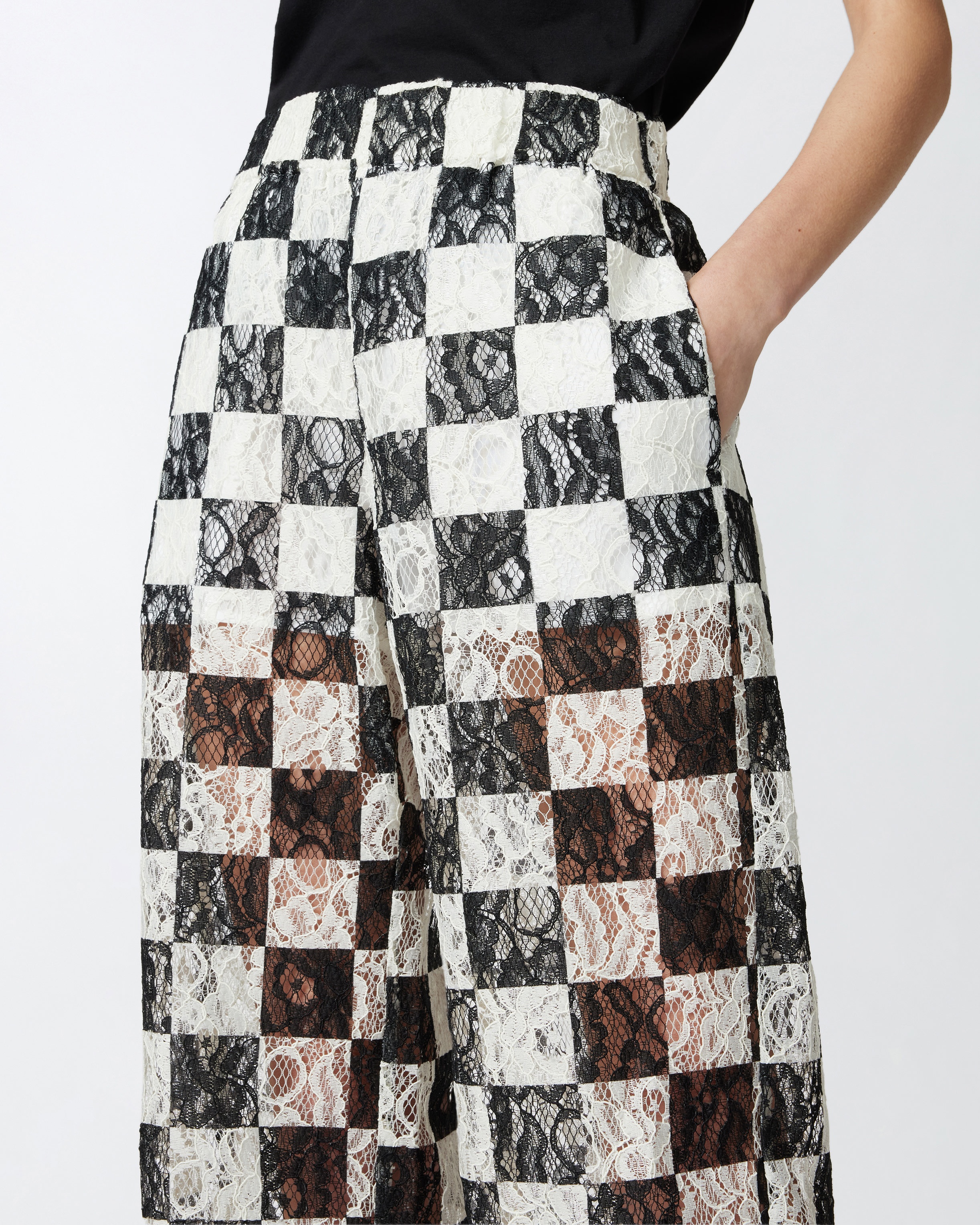 WIDE TROUSERS IN CHECKERED LACE - 5