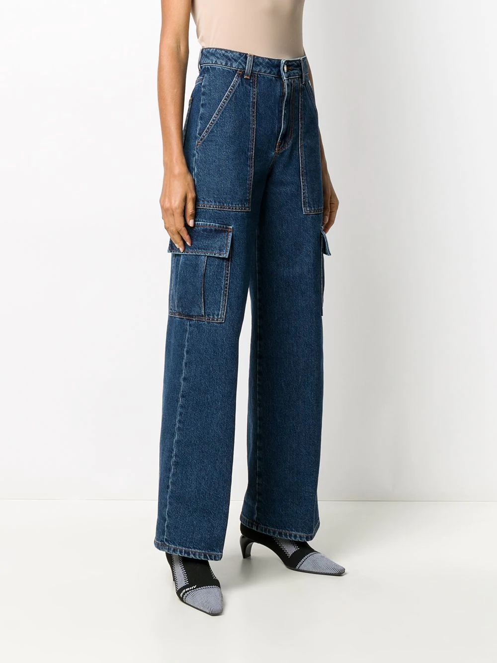 wide-leg cargo jeans - 3