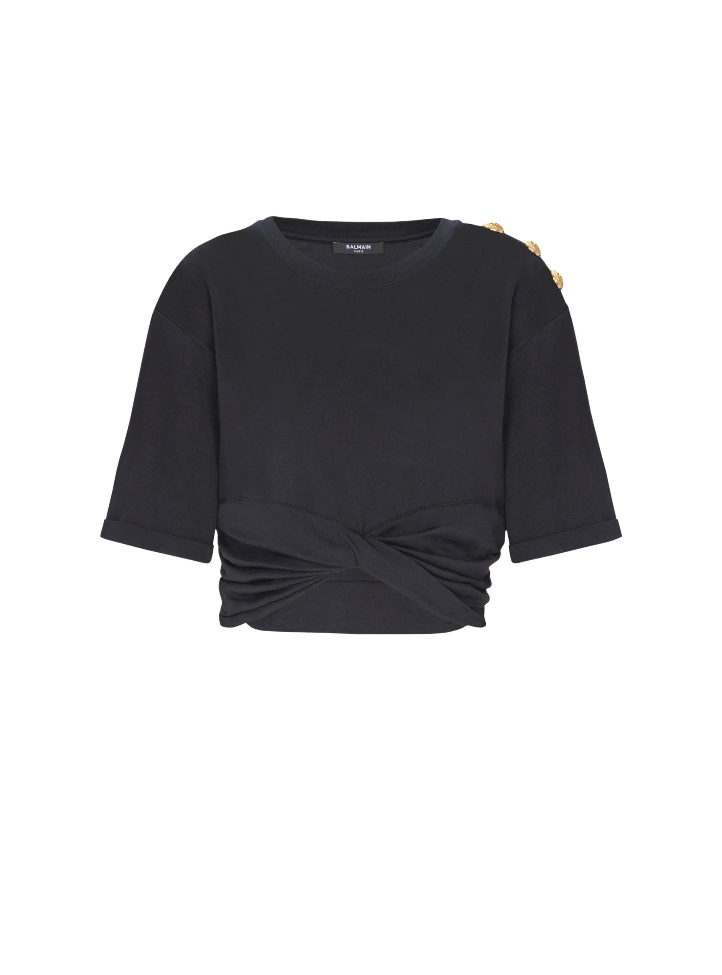Cropped tie T-shirt - 1