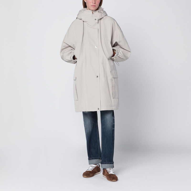 Max Mara Studio Light beige cotton blend parka outlook