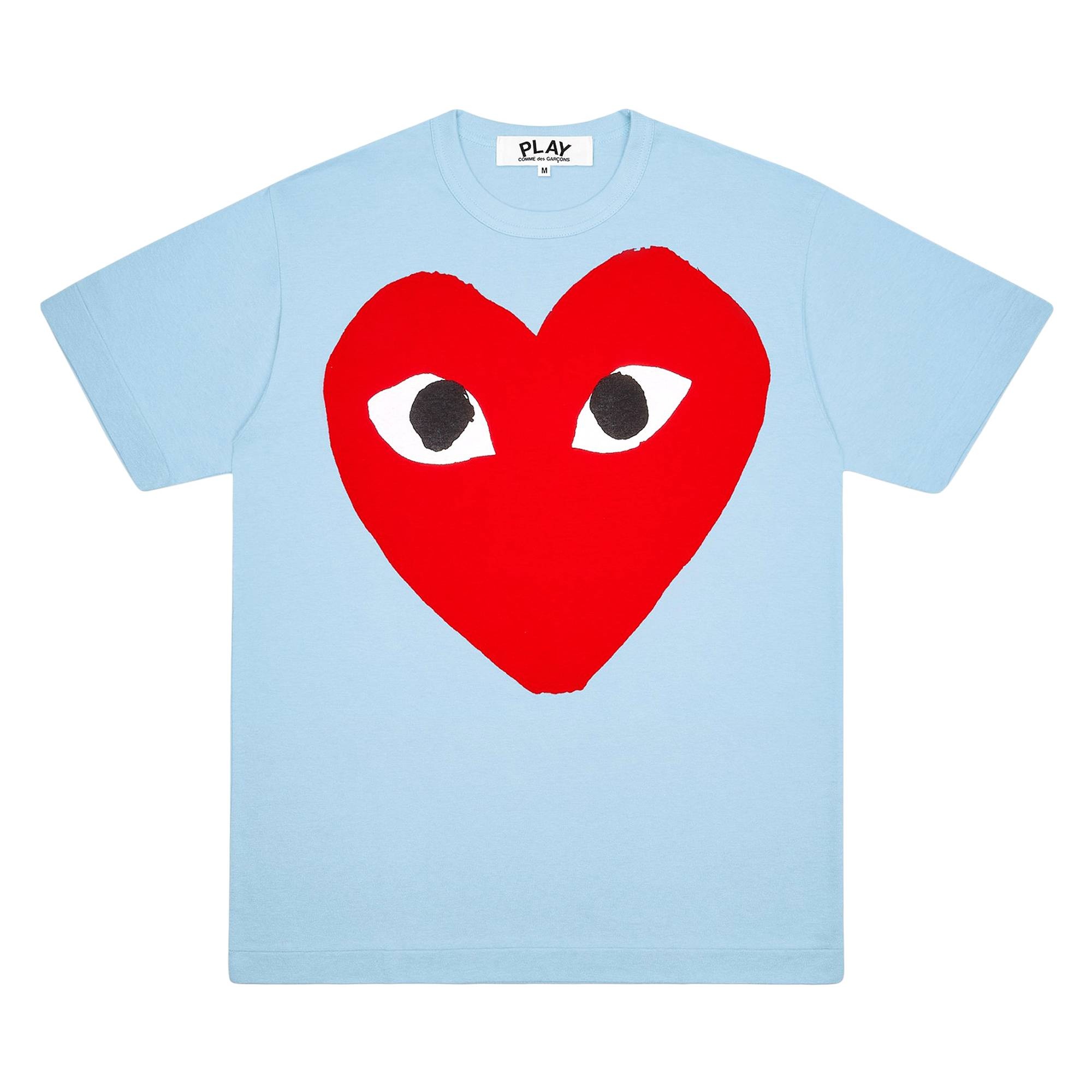 Comme des Garçons PLAY Pastelle Red Logo T-Shirt 'Blue' - 1