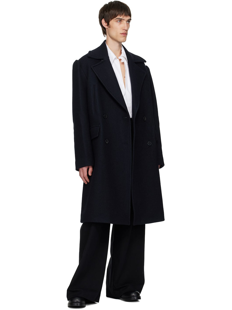 Dries Van Noten Black Double-Breasted Coat outlook