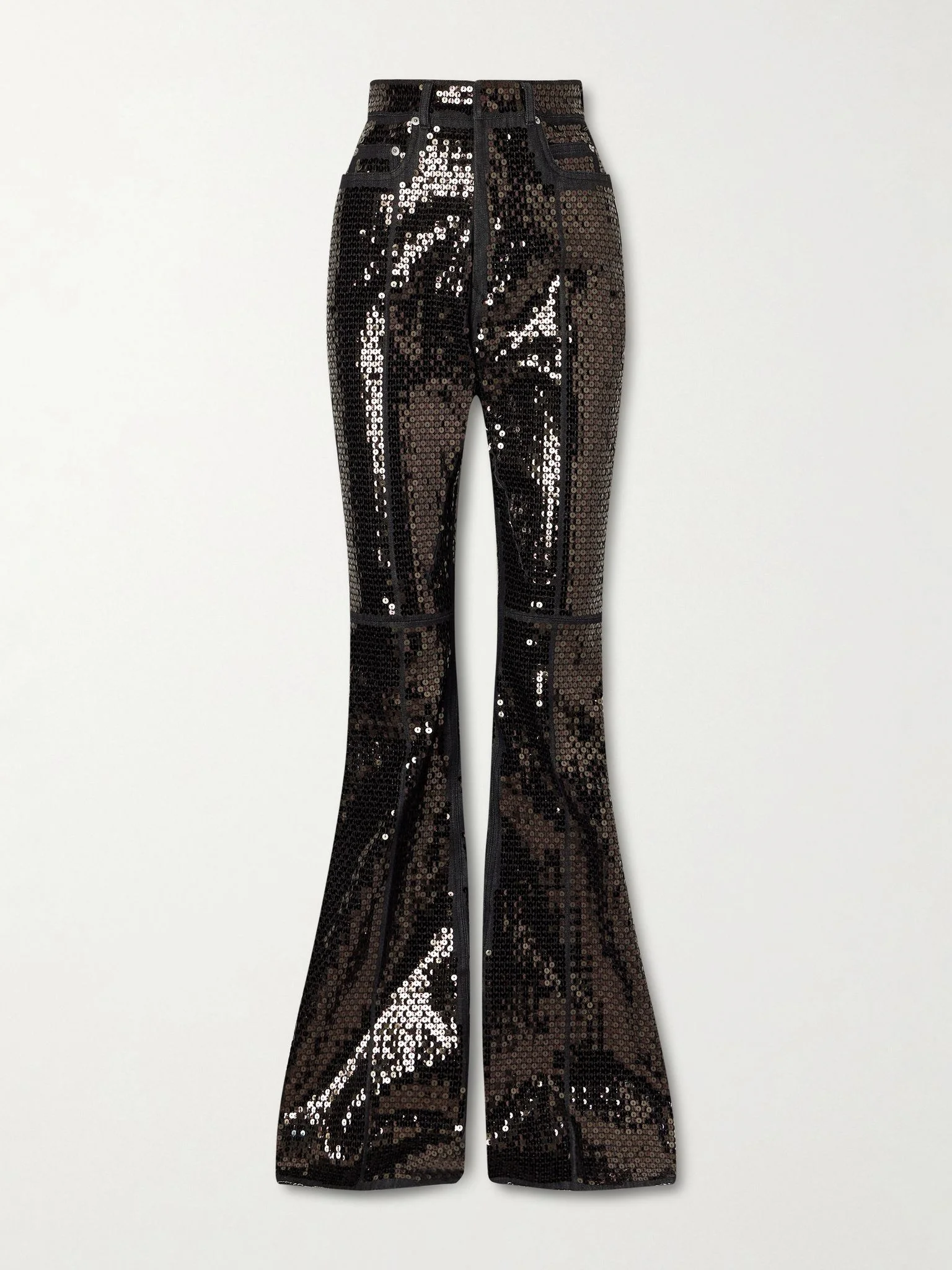 Sequined high-rise bootcut jeans Black - 1