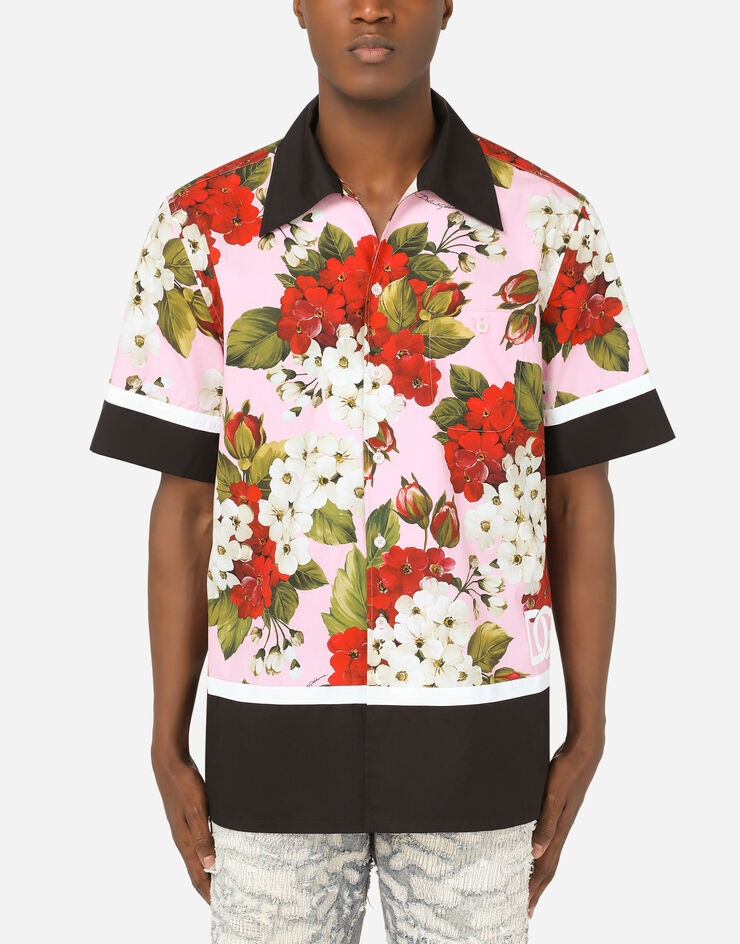 Poplin Hawaiian shirt with Flower print - 1