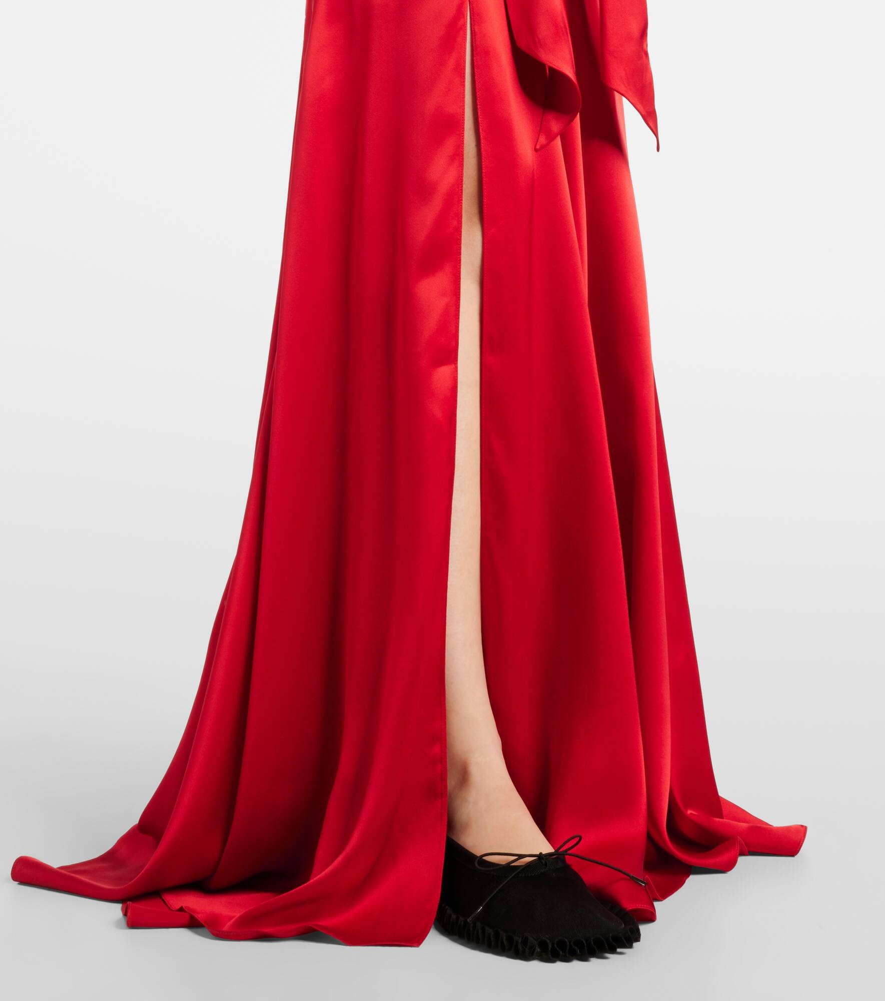 Bow-detail open-back silk satin gown - 5