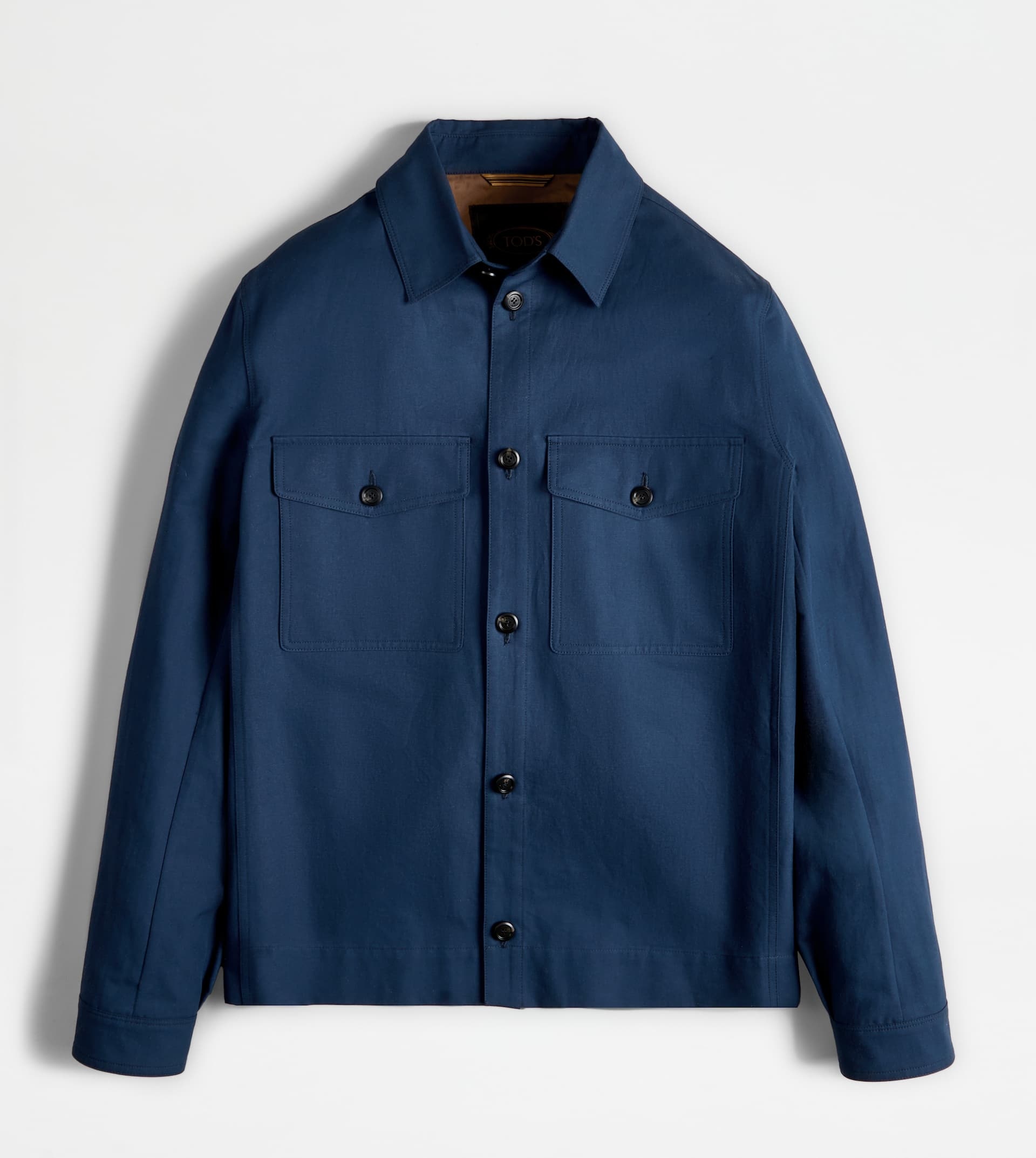LINEN BLEND SHIRT JACKET - BLUE - 1