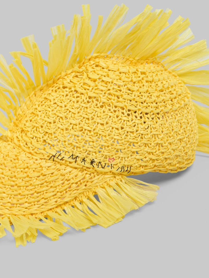 YELLOW RAFFIA-EFFECT BASEBALL CAP 4