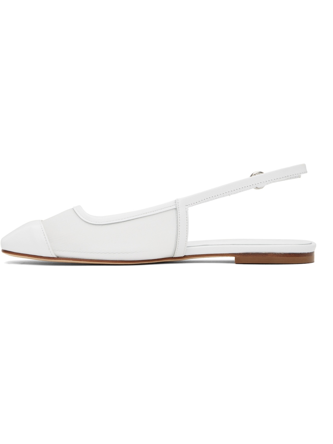 White Geraldine Mesh Toe-Cap Ballerina Flats - 3