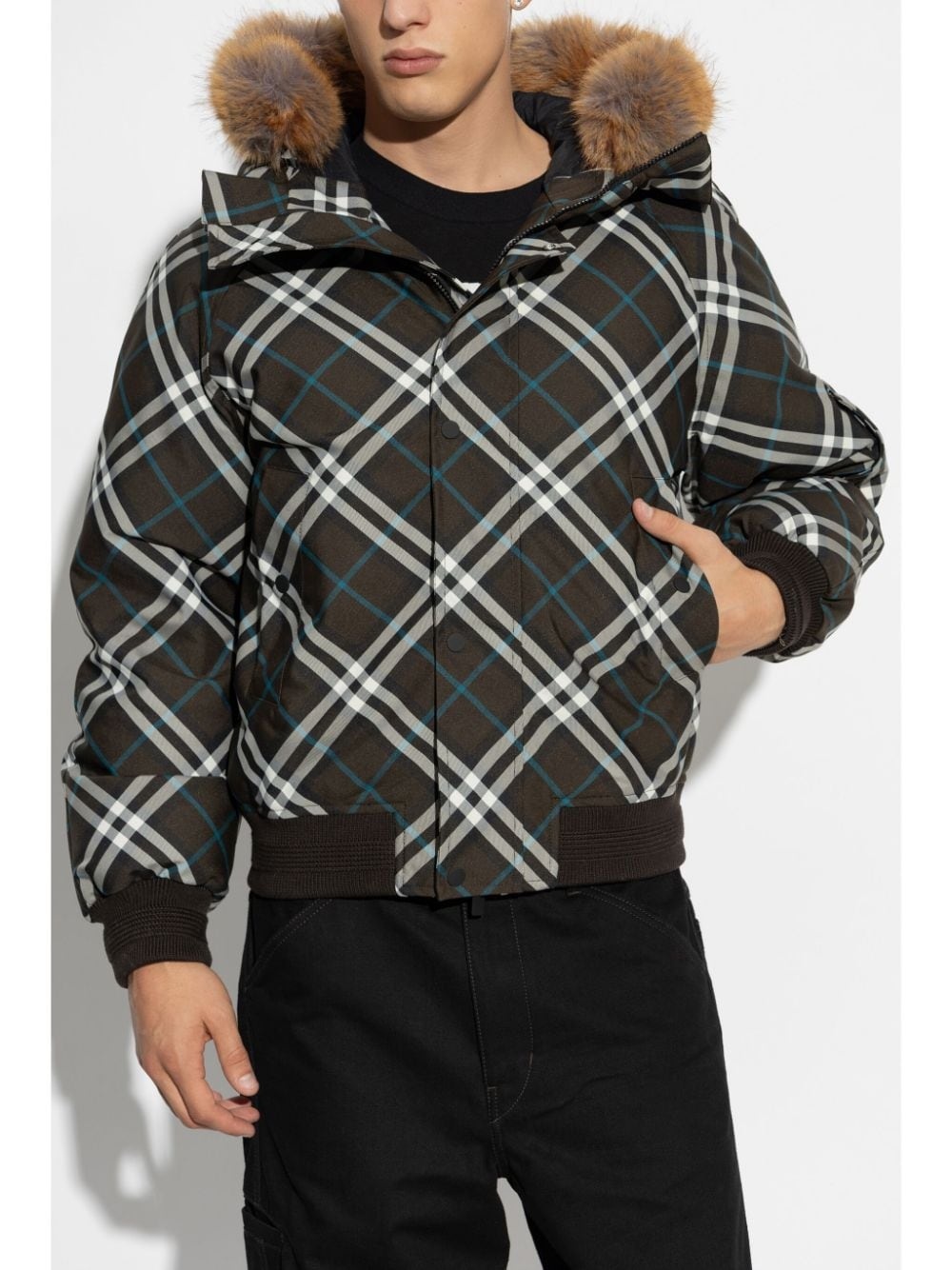 checked padded jacket - 3