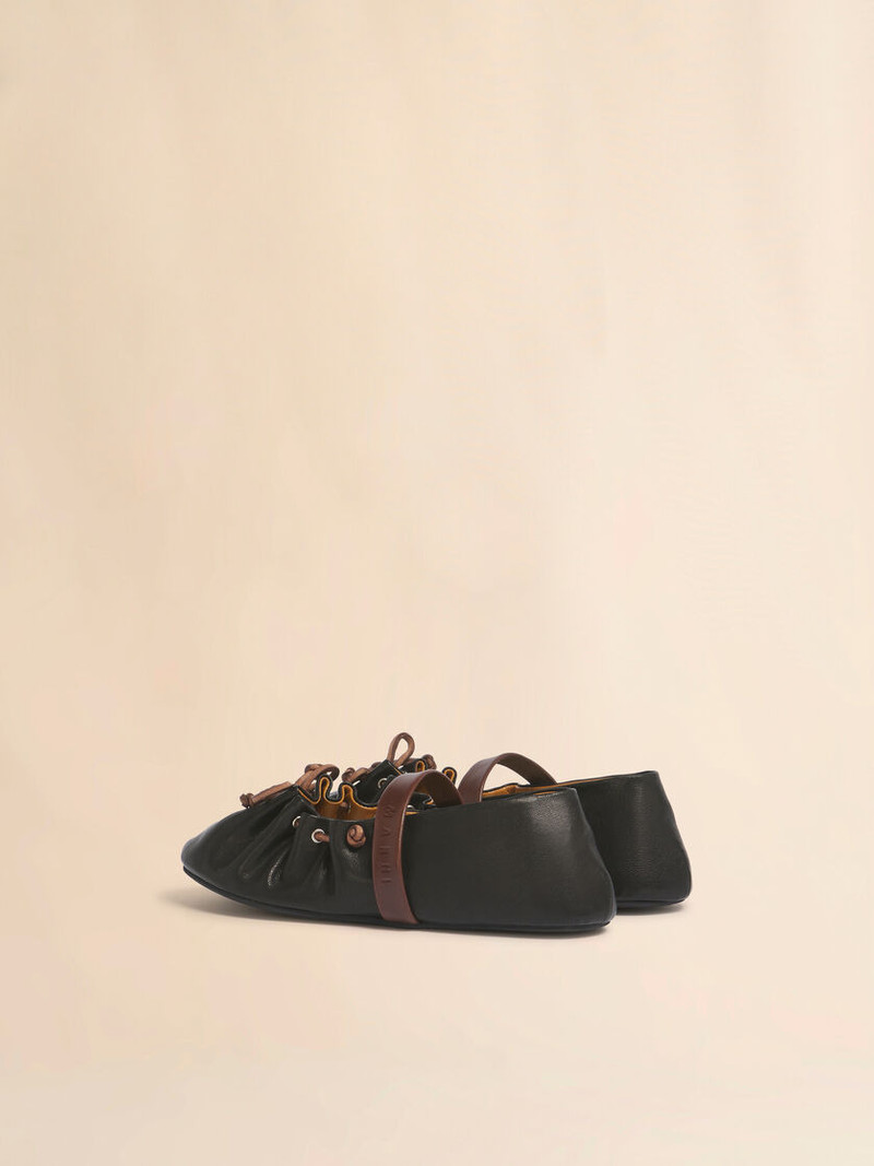 Marni BLACK AND BROWN LEATHER MARY JANE SOFT BALLERINA outlook