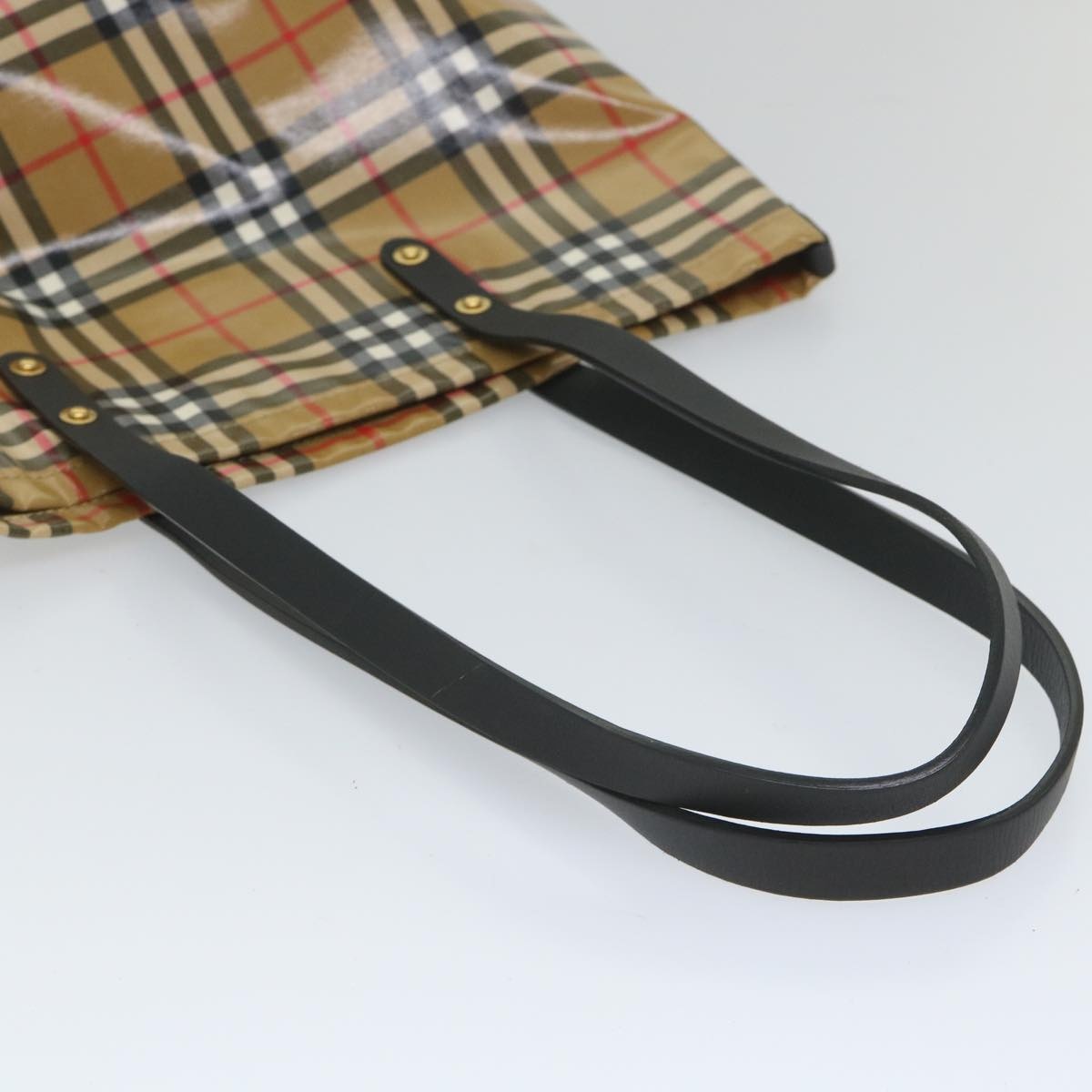 Burberry Nova Check Tote Bag Coated Canvas Beige Black - 7