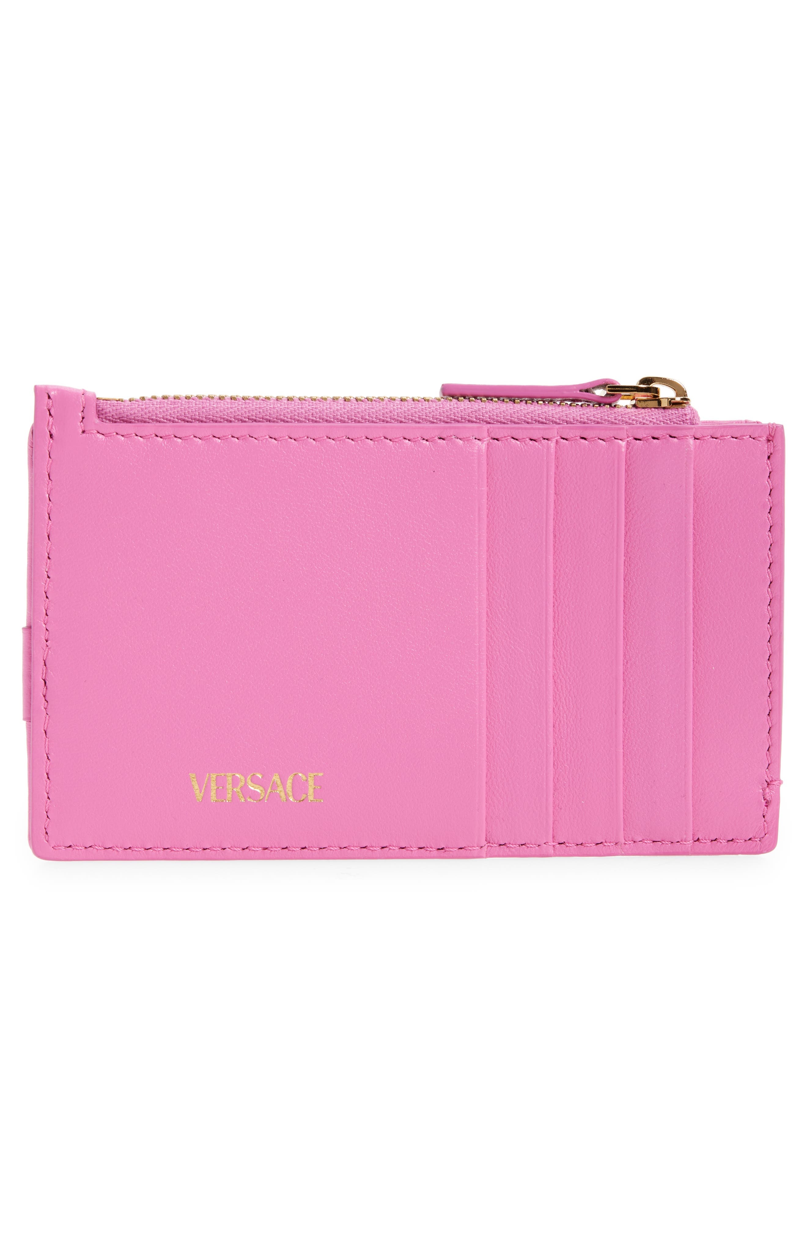 Versace Medusa '95 Quilted Leather Zip Card Holder in Dragon Fruit Gold at Nordstrom - 4