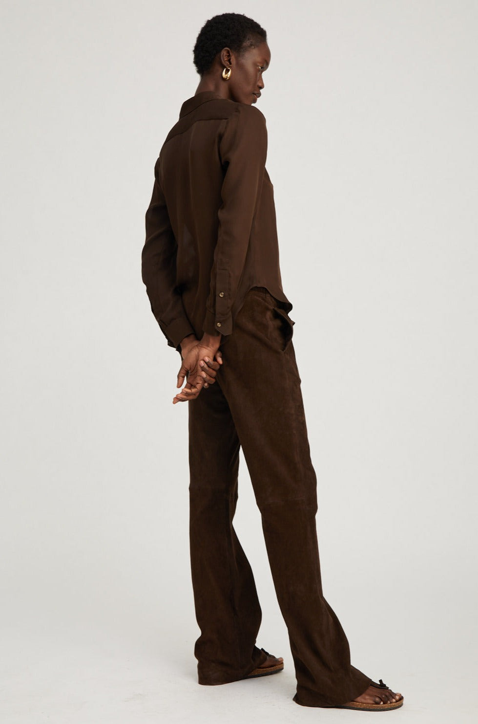 AMERICANO SUEDE STRAIGHT LEG PANTS - 3
