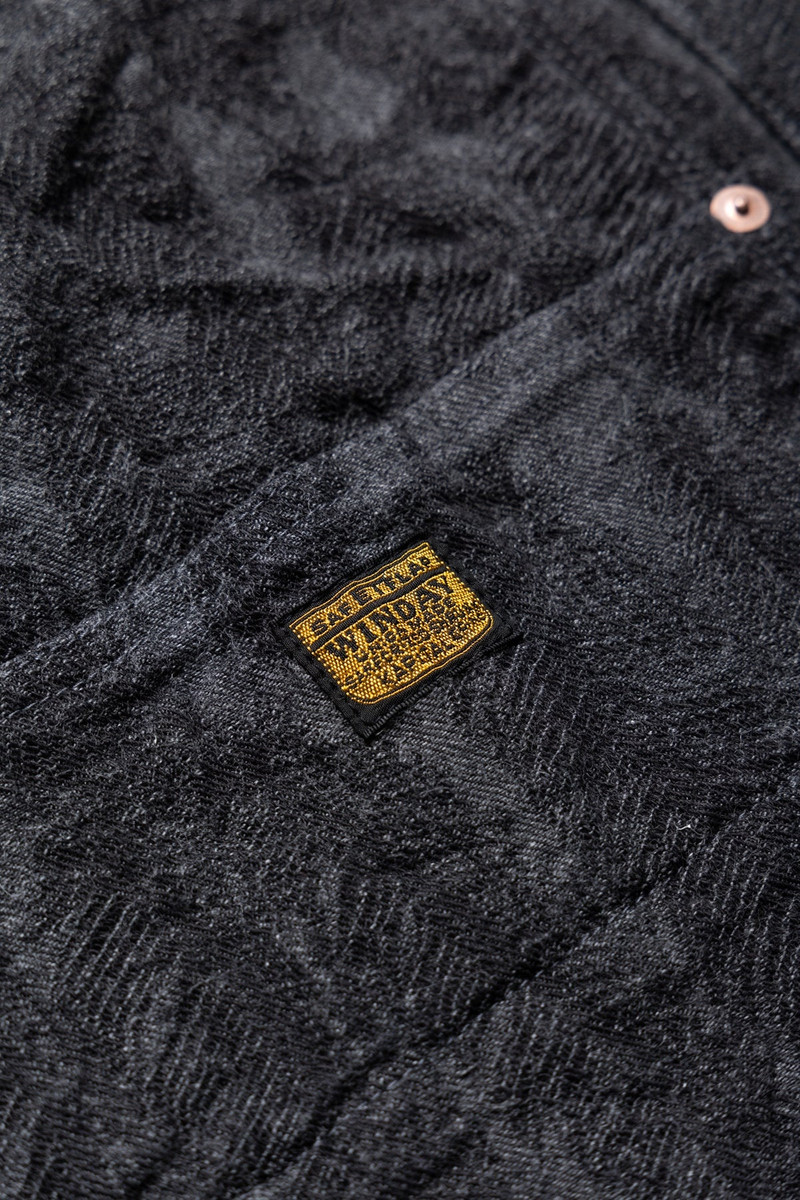 12oz MAGPIE Denim W-Knee EASY Shorts - Black x Black 8