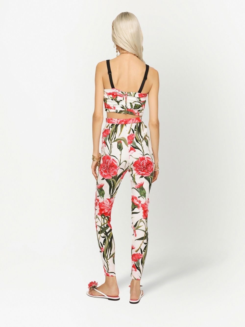 floral-print silk leggings - 4