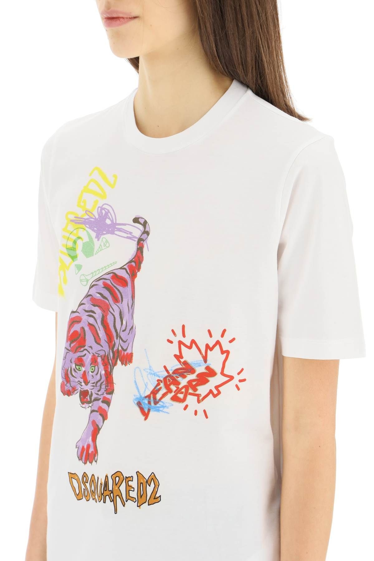 DOODLE TIGER PRINT T-SHIRT - 5