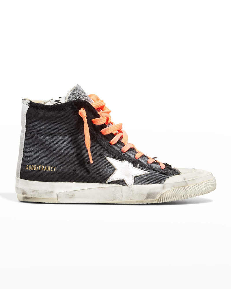 Francy Penstar Canvas High-Top Sneakers - Crystal Tongue, Laminated Star, Suede, List Multifoxings - 1