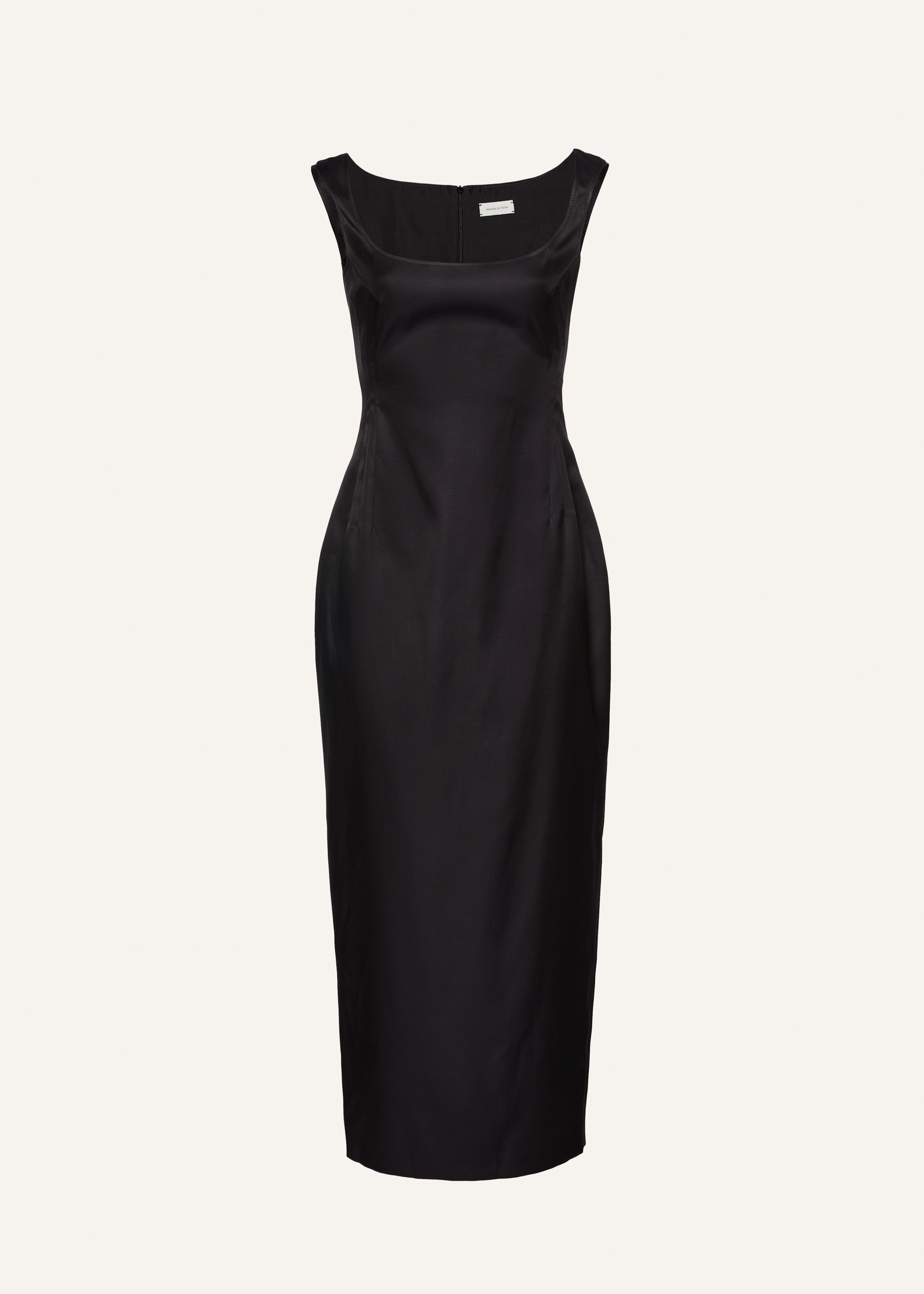 Round neck midi dress in black - 1
