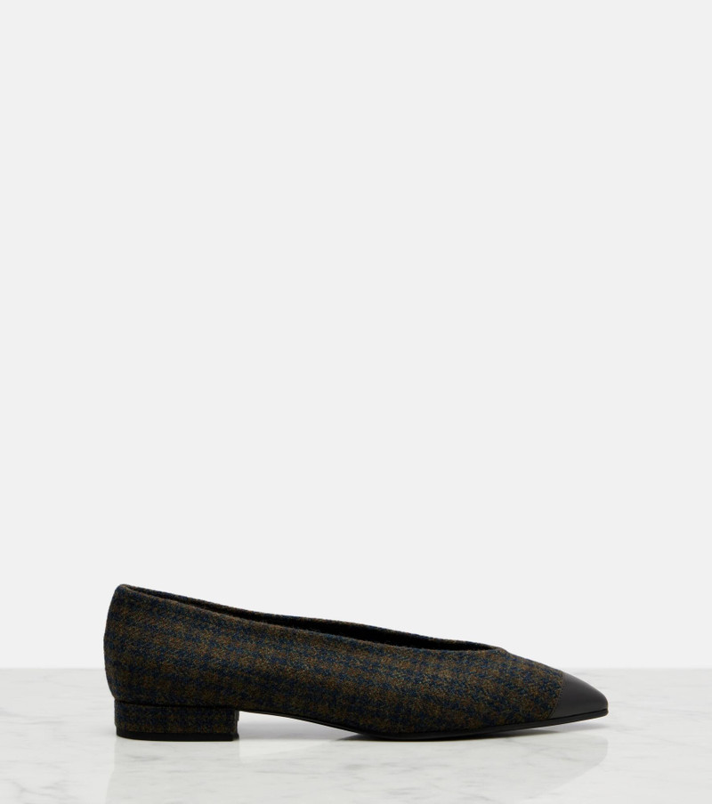 Rebecca leather-trimmed tweed ballet flats 4