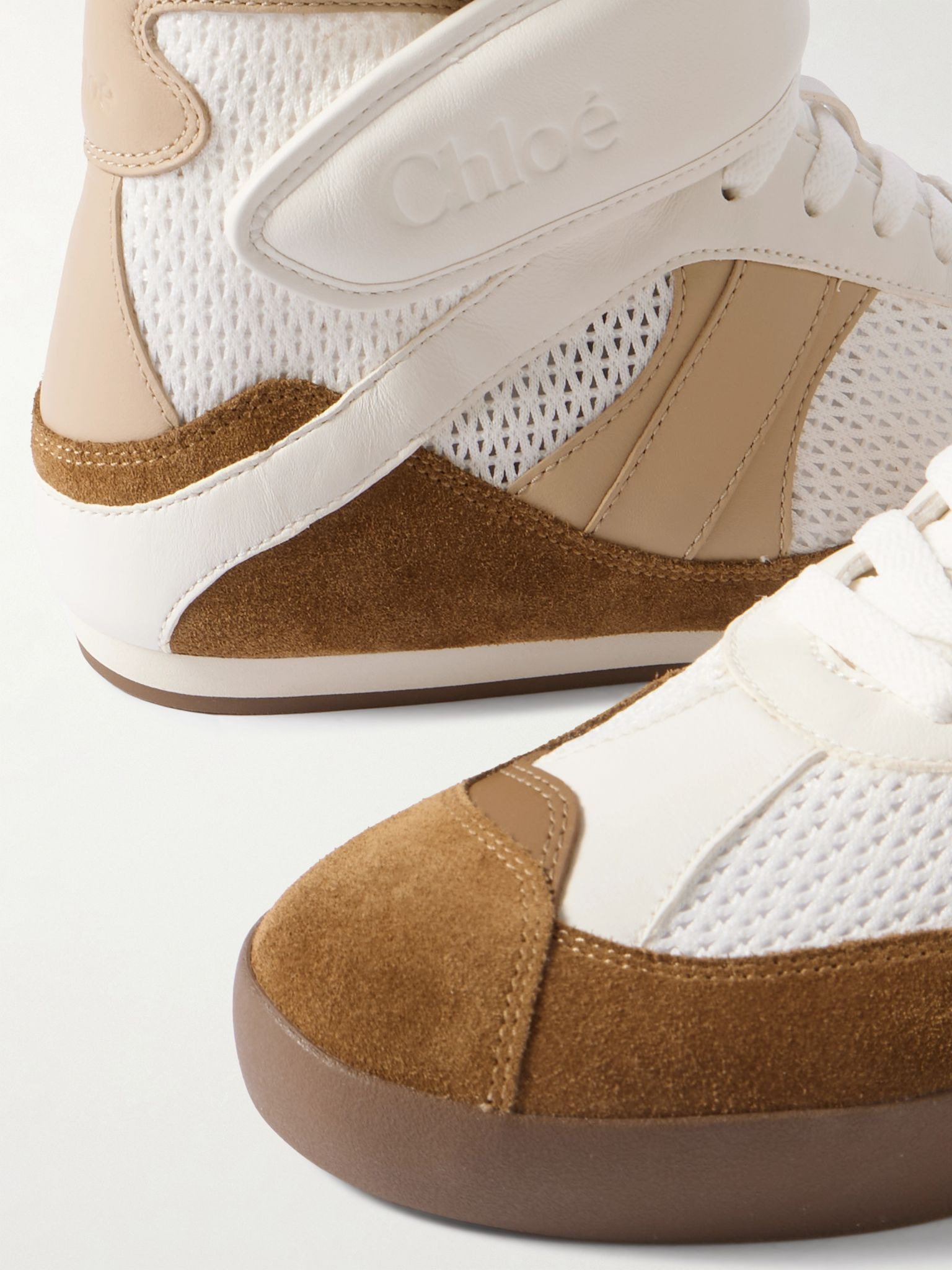 Kick suede, mesh and leather high-top sneakers Brown - 4
