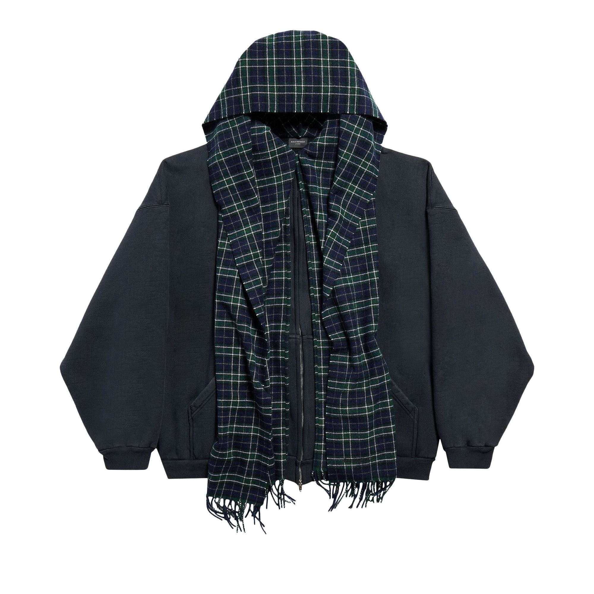 Balenciaga Scarf Zip-Up Hoodie 'Deep Blue/Black' - 1