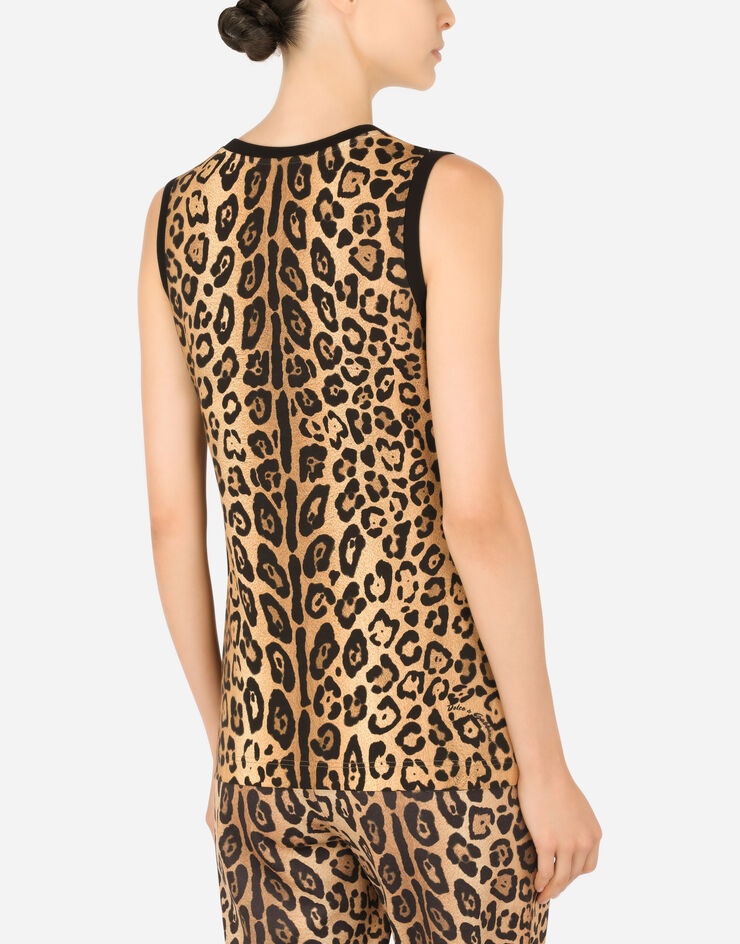 Leopard-print jersey tank top - 5