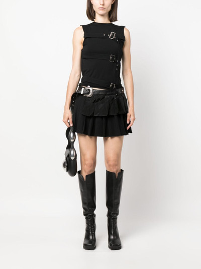 Andersson Bell knife-pleat belted miniskirt outlook