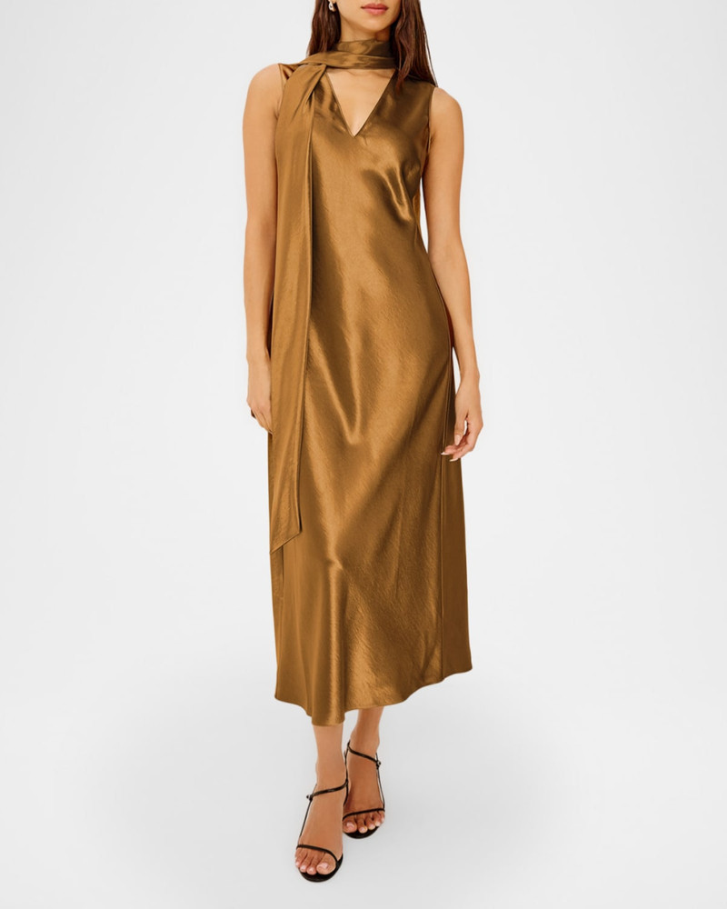 Rails Lorenza Metallic Scarf-Neck Midi Dress outlook