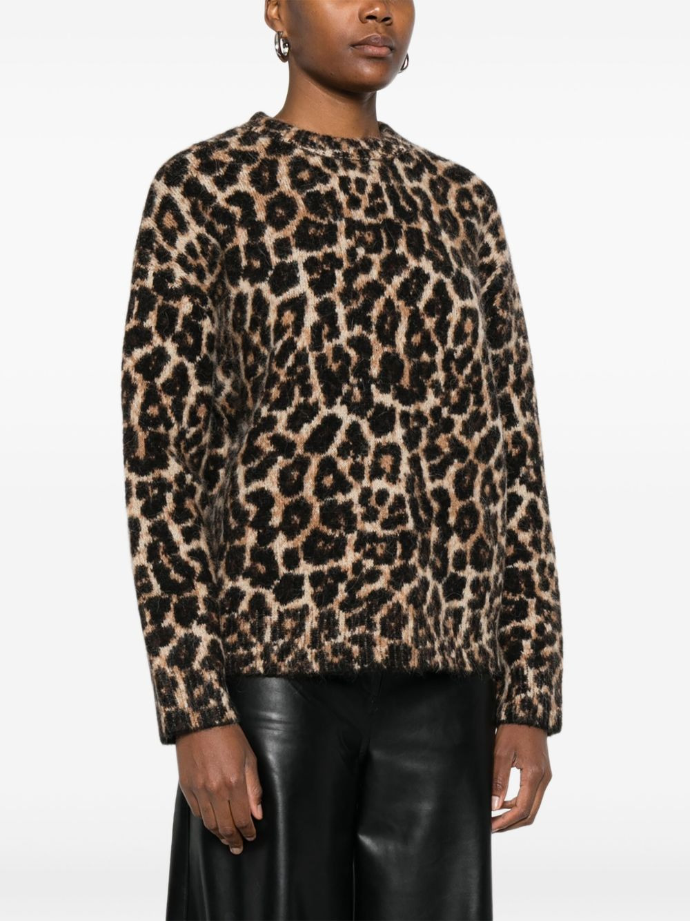 leopard-print crew-neck sweater - 2