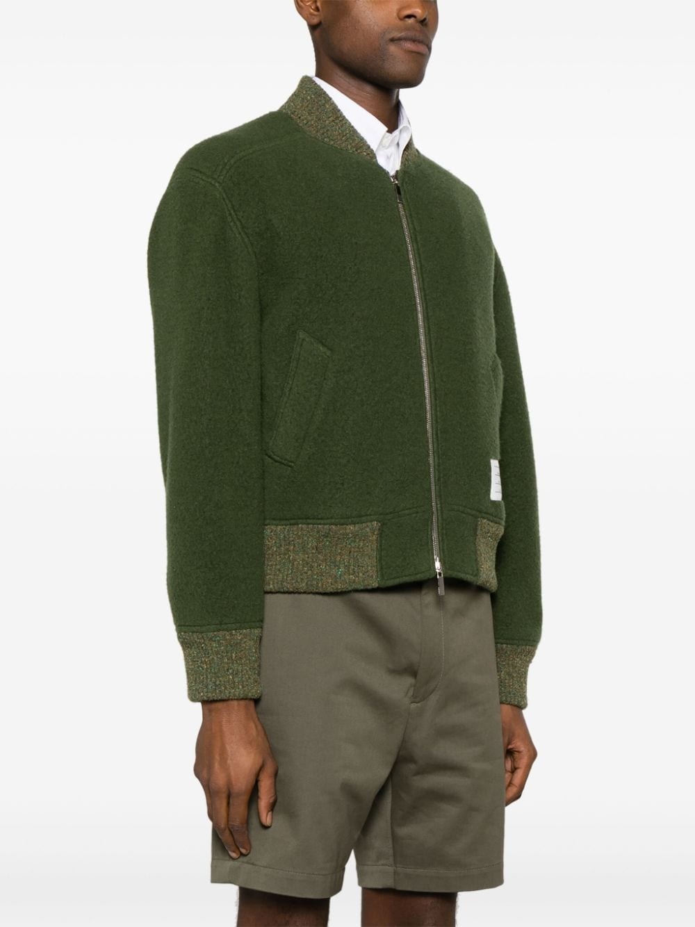 speckled-trim wool bomber jacket - 3