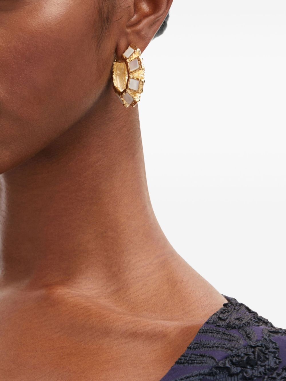 Square Stone hoop earrings - 2