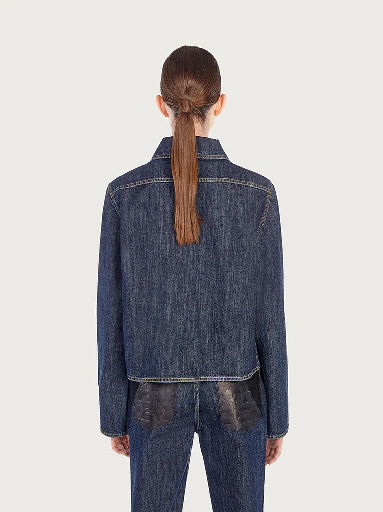 DENIM JACKET WITH NAPPA PATCH POCKET - 4