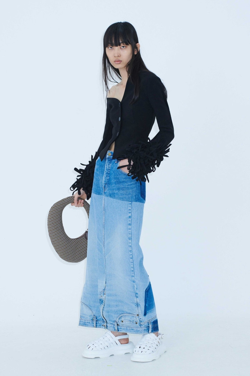 UPCYCLED DENIM MIRROR EFFECT SKIRT BLUE DENIM 10