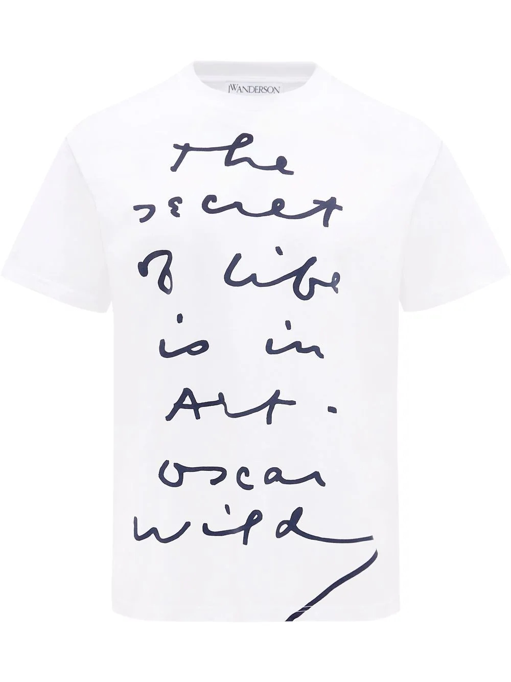 quote-print crew-neck T-shirt - 1