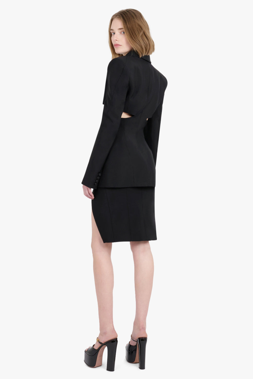 HOURGLASS HEAVY FLUID SHOULDER PAD BLAZER | BLACK - 4