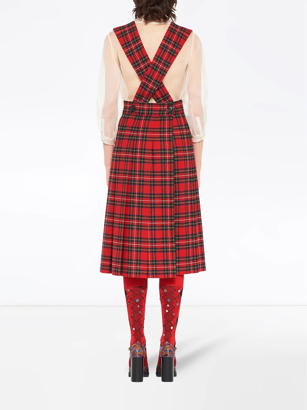 plaid mid-length dress - 4