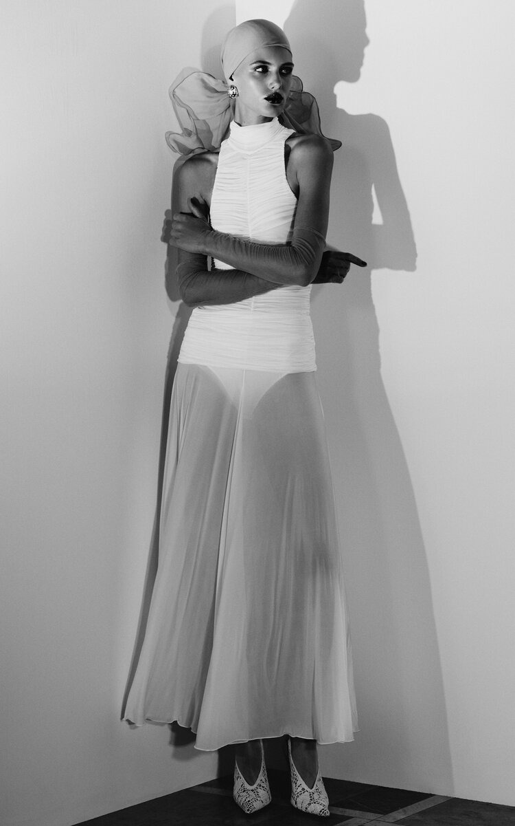Halter Dropped Waist Dress white - 2