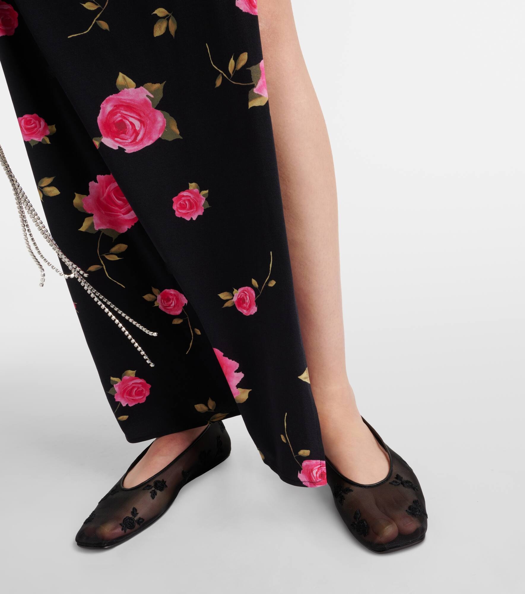 Embroidered mesh ballet flats - 7