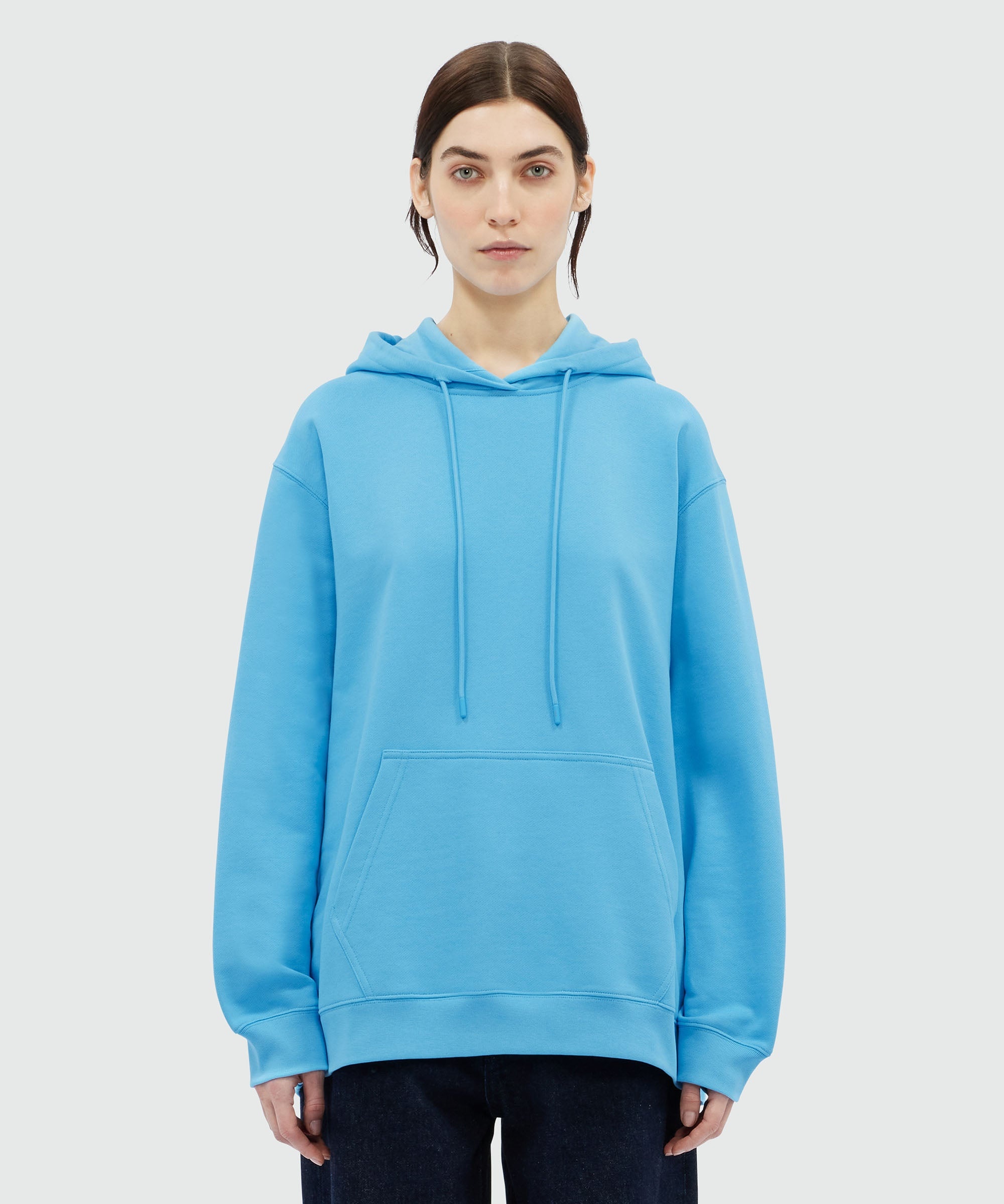 Light blue cotton sweatshirt with maxi logo print - 2