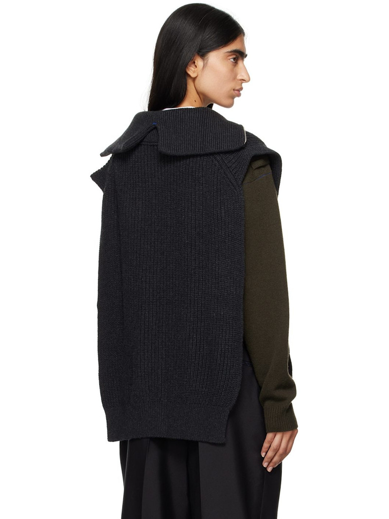 Gray Cashmere Zip Cape Vest 3