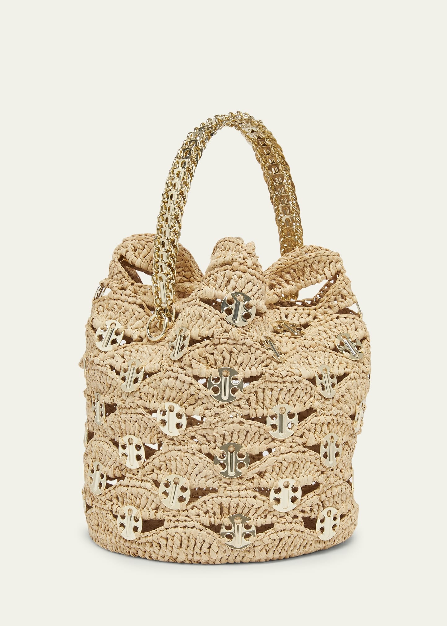 Sac a Main Disc-Link Raffia Bucket Bag - 3
